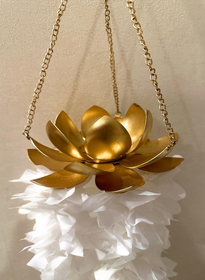 AGAAS ENTERPRISES Beautiful Metal Hanging Lotus Diwali Hanging Diya with Flower Decoration Wedding Decor Indoor Outdoor Home Decoration Gift Item - Image 2