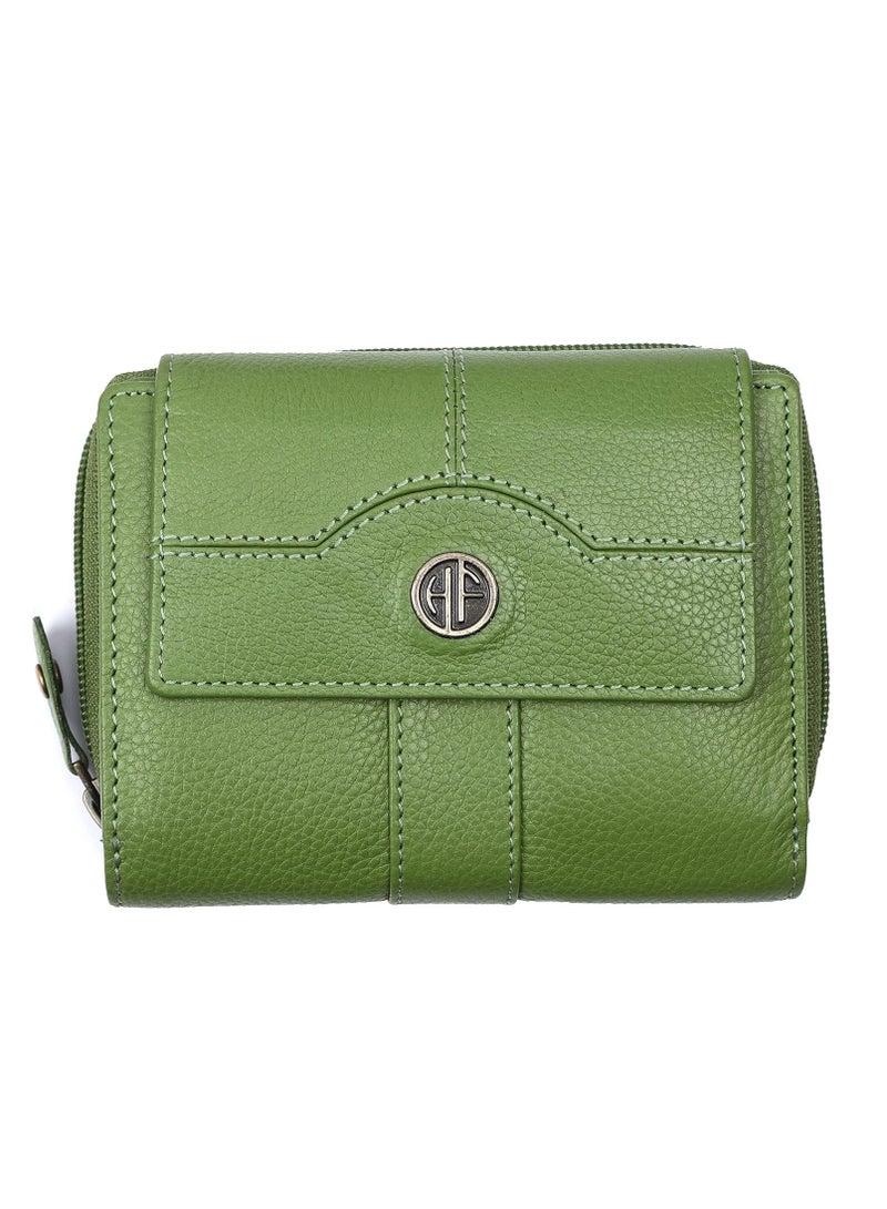 HAMMONDS FLYCATCHER Leather Ladies Wallet - Emerald Green - 14 Card Slots - RFID Protection - 3 ID Card Slots - Women's Wallet - Button Closure -Daily Use, Women Money Purse | LW5003_PRT_GRN | S3NZ  - Image 1