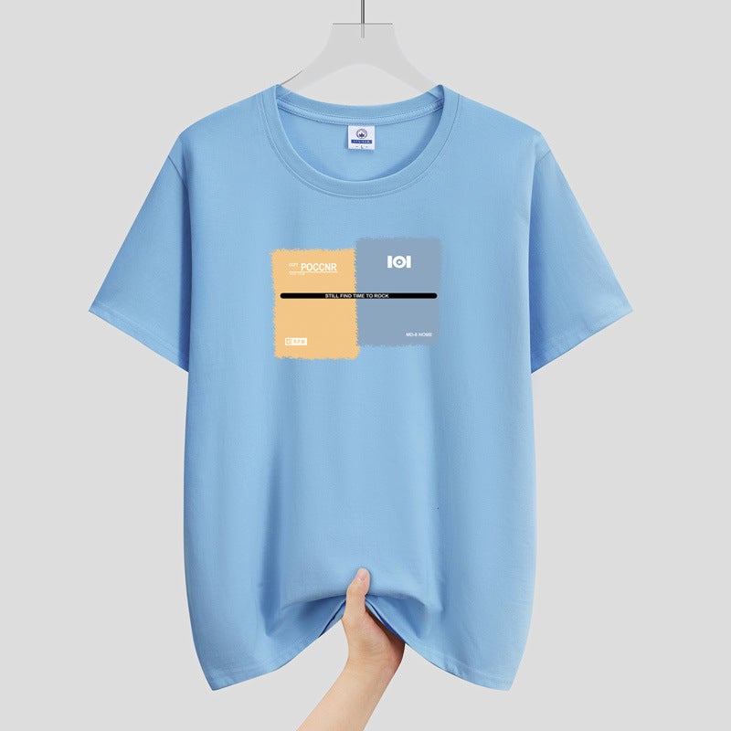 Men'S Round Neck Cotton Short-Sleeved T-Shirt Youth Fashion Printed Loose Plus Size Trendy All-Matching T-Shirt - Image 3