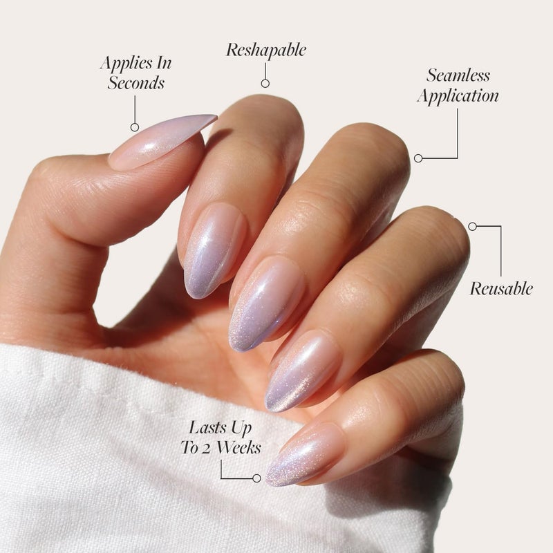 Glamnetic Press On Nails - Polar Day Fake Nails | Short Almond Fake Nails with OmbrÃ© Lilac Tips and Glossy Velvet Finish, Salon Quality | 15 Sizes - 30 Nail Kit with Glue - Image 3