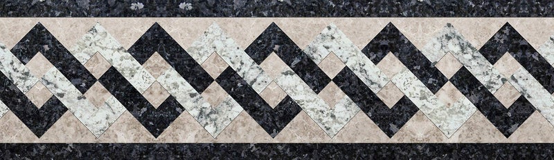 WallDesign Decor Border Sticker - Marble Stone Interlink Pattern - 3 inch by 10 ft - for Bathroom, Kitchen, Living Room Wall - Glossy Laminated Waterproof PVC Roll - Image 1