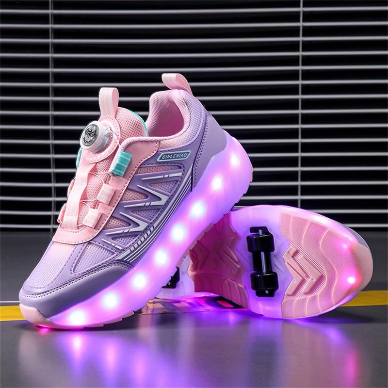 HFXC Roller Skates 4 Wheels Shoes for Kids - New Upgrade Skates Sneakers LED Light Up Rechargeable Sport Sneaker for Boys Girls Beginner More Balanced - Image 3