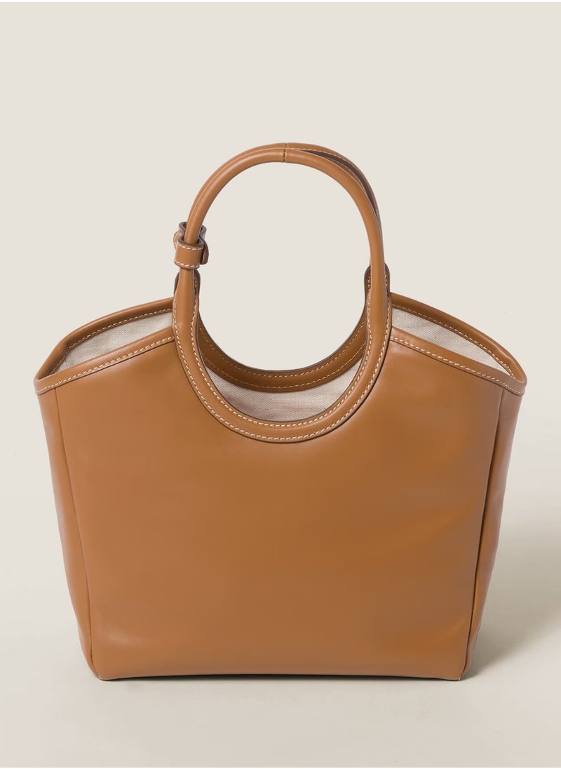 Miu Miu MIU IVY Leather Tote Bag, Women's Hand Bag, Women's Hobo Bag, Women's Shoulder Bag, Women's Cross Body Bag, Women's Travel Bag, Brown  - Image 4