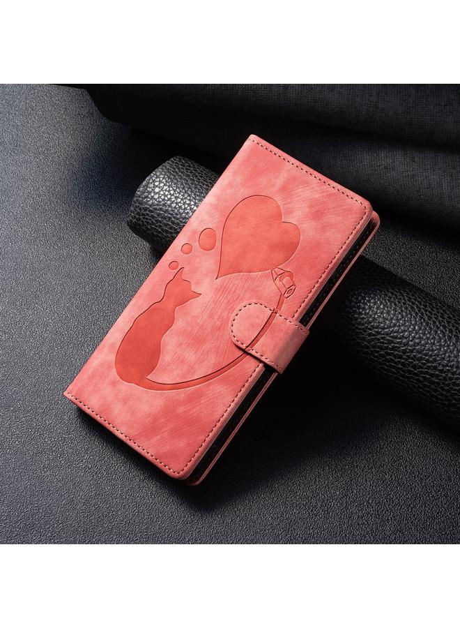 S-TOP Case For Redmi 14C 4G Pen Heart Cat Embossed Leather Phone Case - Image 2