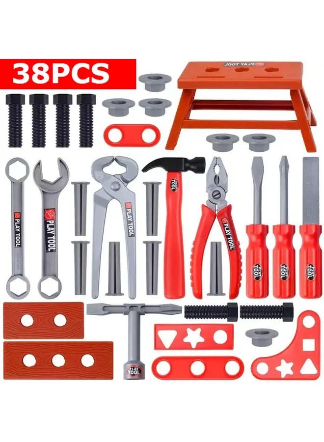 38Pcs Kids Toolbox Set Educational Toy Drill Screwdriver For Hand Eye Coordination - Image 4