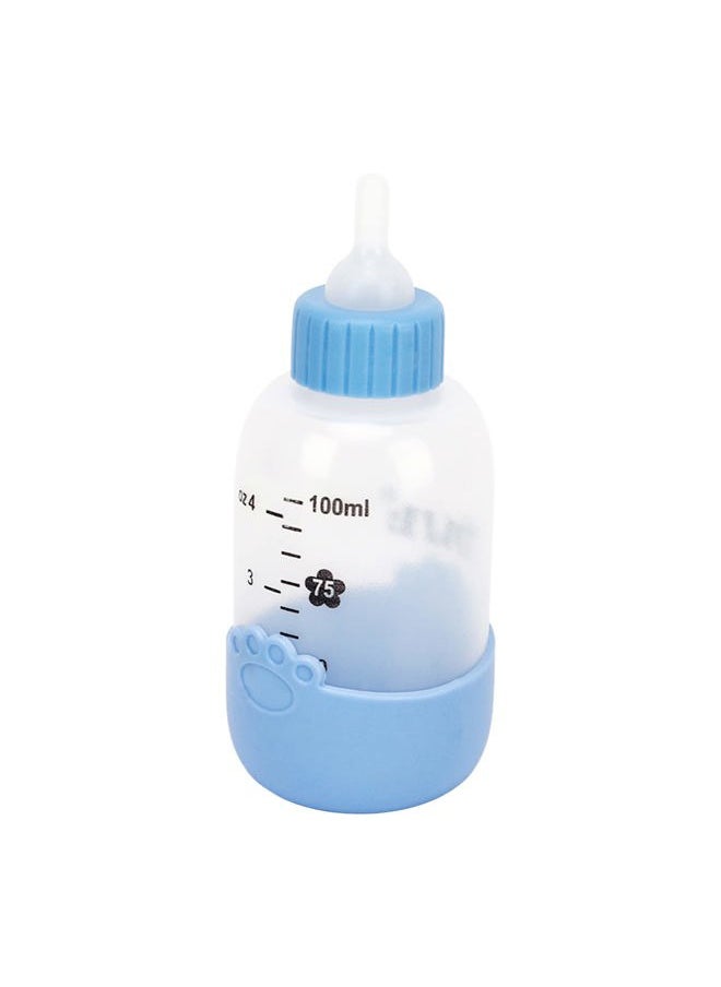 CHICIRIS - Pet Nursing Bottle, Portable Paw Pattern Silicone Pet Milk Bottle with 3 Pcs Nipples, Cat Feeding Bottle for Newborn Kittens Hamster Puppies Rabbits (Blue) - Image 1