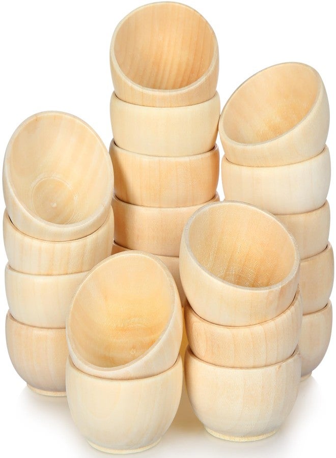 Uiifan 20 Pcs Wooden Small Bowls Mini Pinch Bowls 1.5 oz Unfinished Wood Bowl for DIY Craft Serving Kitchen Condiment Salad Nuts Dips Sauce Spice Candy, 1.2 x 2.2 Inches - Image 1