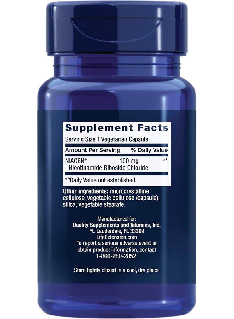 Life Extension NAD+ Cell Regenerator 100 mg - NIAGEN Nicotinamide Riboside Formula - NAD Supplement for Healthy Cellular Metabolism, Anti-Aging & Longevity - Gluten Free, Non-GMO, Vegetarian - 30 Capsules - Image 2