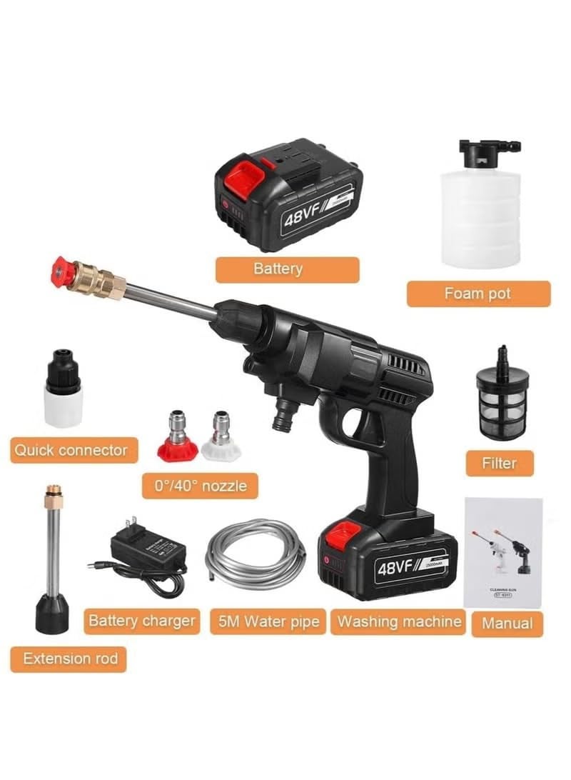 Derovan 48 V Cordless Portable High‑Pressure Washer – 200 W Motor, up to 30 Bar / 435 psi, 4 L/min Flow, 5 m Self‑Priming Hose, Foam‑Generator Nozzle, Lightweight & Cordless - Image 2