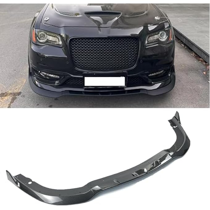 SKKYORO موزع شفاه الصدام الأمامي 3 قطع طراز V3 متوافق مع كرايسلر 300 C S Touring SRT 2015-2023 (طباعة ألياف الكربون) - Image 1