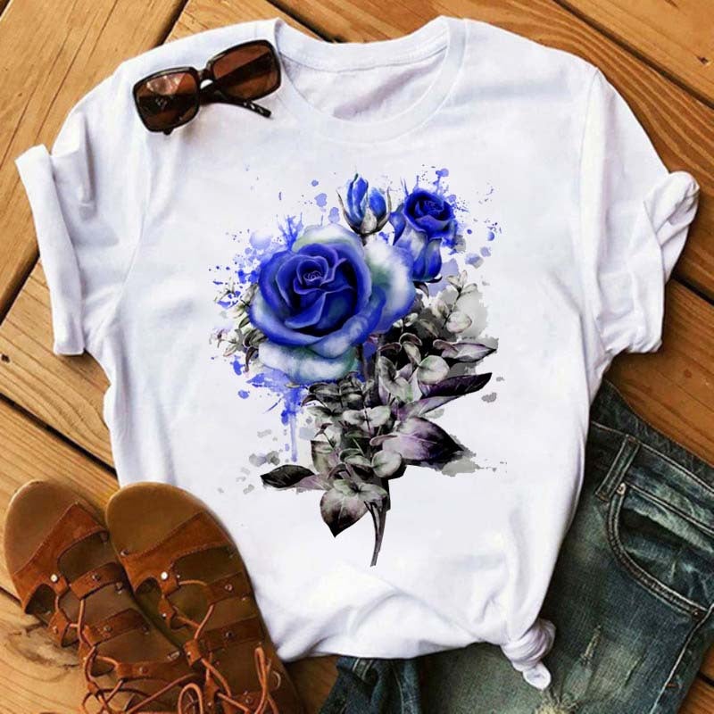 [Same Day Delivery] Cross-Border Supply T-Shirt Printed T-Shirt Women's Short-Sleeved Women's Clothing - Image 1