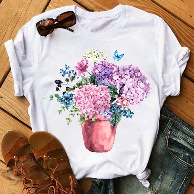 [Same Day Delivery] Cross-Border Supply T-Shirt Printed T-Shirt Women's Short-Sleeved Women's Clothing - Image 2