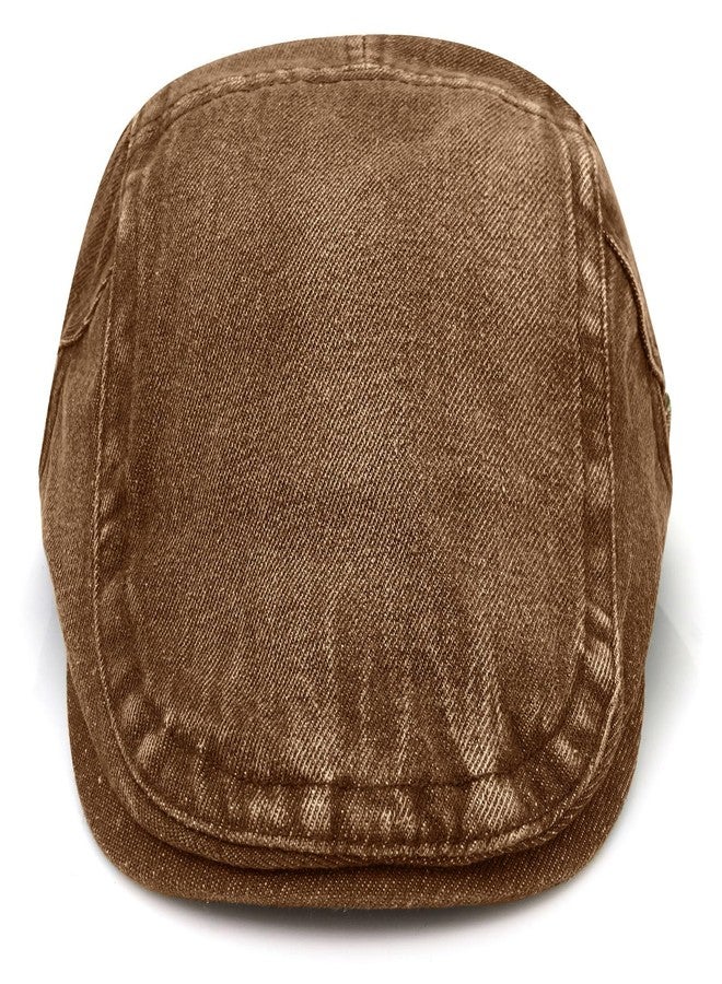 Taidor Mens Denim Cotton Newsboy Cap Ivy Gatsby Driving Hunting Cabbie Hat, Coffee, One size - Image 3