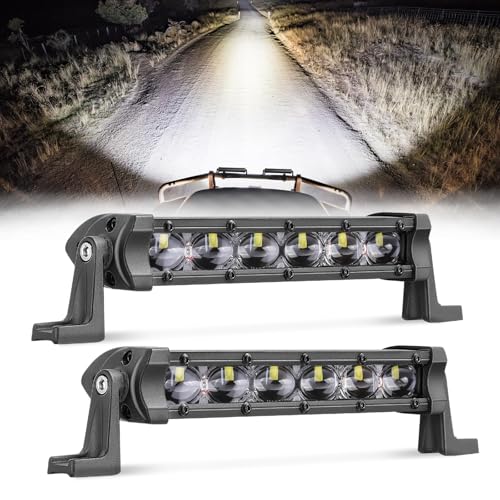 ACEC SHOP 6 Inch LED Light Bar, 2PCS 60W Single Row LED Light Bar Spot Off Road Driving Lighting Fog Lamp Slim Lights Bar for Truck Pickup SUV UTV ATV Motorcycle Dirt Bike Boat - Image 1