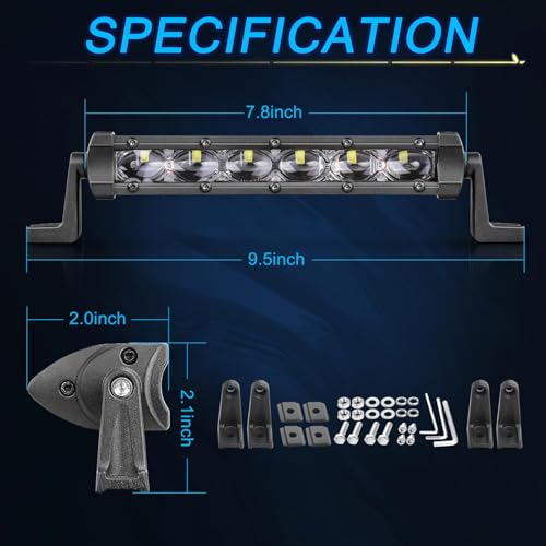 ACEC SHOP 6 Inch LED Light Bar, 2PCS 60W Single Row LED Light Bar Spot Off Road Driving Lighting Fog Lamp Slim Lights Bar for Truck Pickup SUV UTV ATV Motorcycle Dirt Bike Boat - Image 2