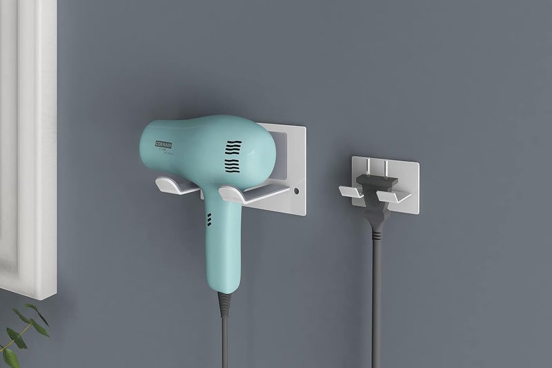 XIGOO Self Adhesive Hair Dryer Holder Wall Mounted - Adhesive Bathroom Hair Blow Dryer Rack Organizer Compatible with Supersonic Hair Dryers (White) - Image 5