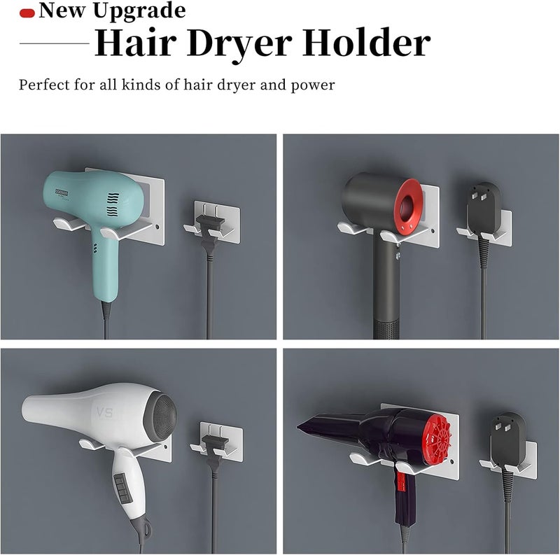XIGOO Self Adhesive Hair Dryer Holder Wall Mounted - Adhesive Bathroom Hair Blow Dryer Rack Organizer Compatible with Supersonic Hair Dryers (White) - Image 2
