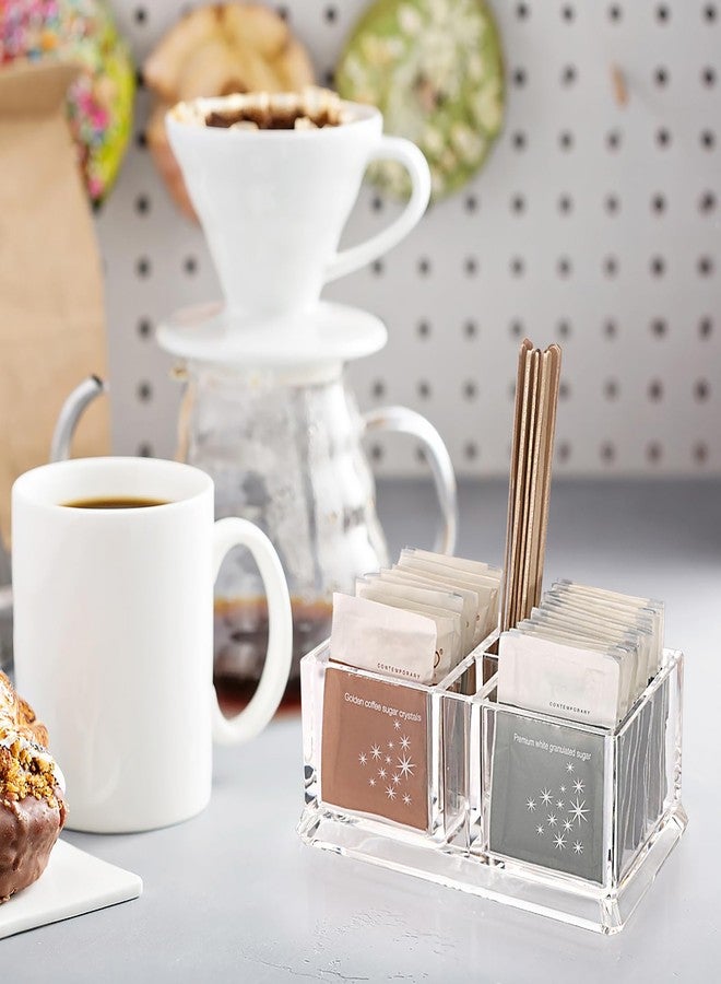 ELLDOO Sugar Packet Holder, Acrylic Sugar Bowl for Restaurant, Tea Bag Organizer, Coffee Stirrers Straws Small Condiments Packet Holder, Sugar Caddy Dispenser for Countertop Coffee Bar - Image 4