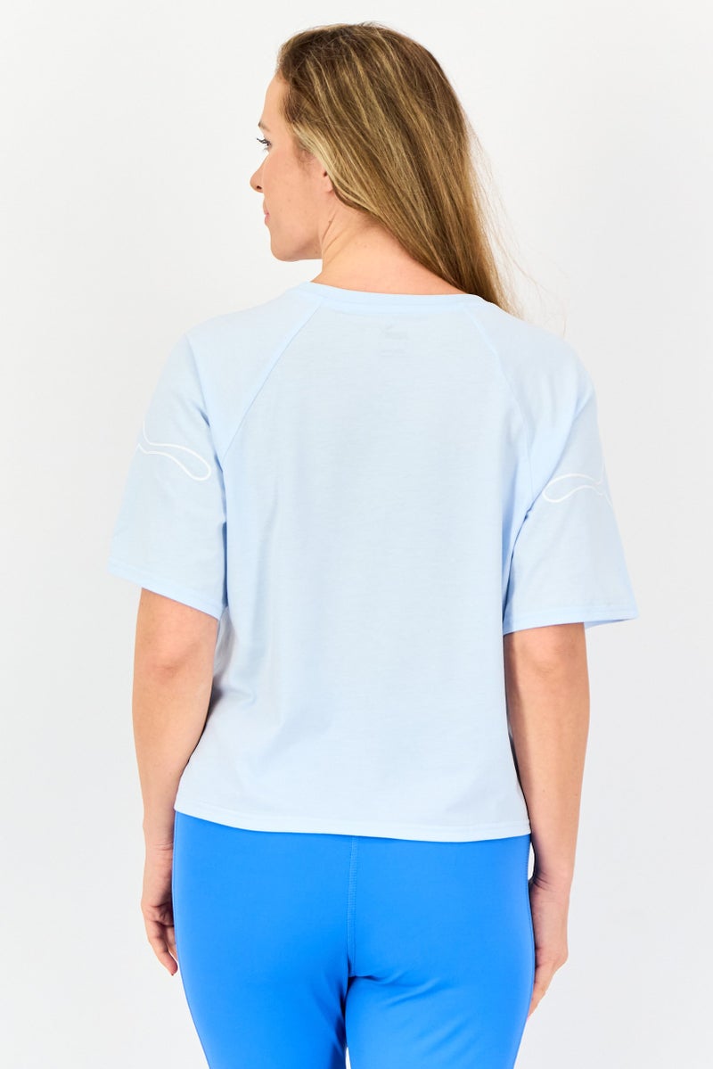 PUMA Women Relaxed Fit Short Sleeves Outdoor Crop Top, Light Blue - Image 2
