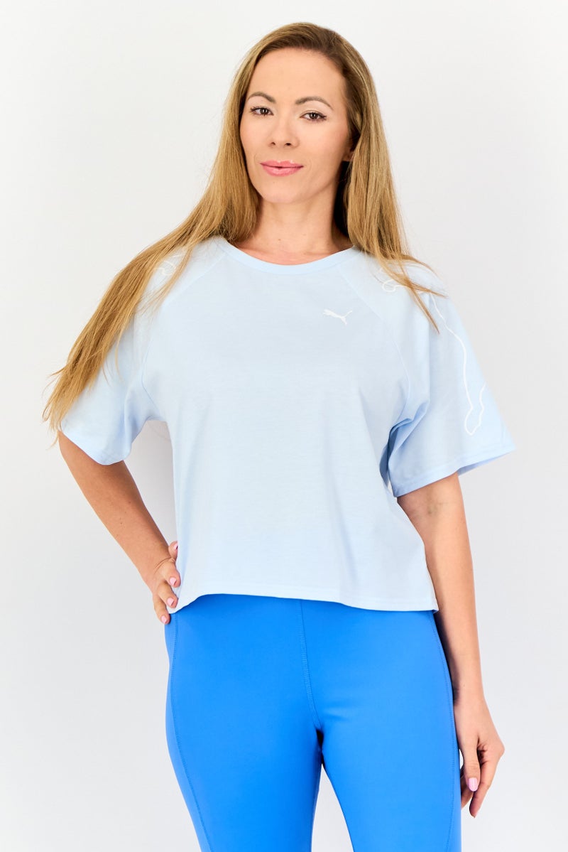 PUMA Women Relaxed Fit Short Sleeves Outdoor Crop Top, Light Blue - Image 1