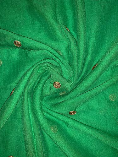 themilestocks Woman's Embroidered Chiffon Dupatta Scarf Shawl Wrap Soft Indian Bridal Wedding (Green 2) - Image 5