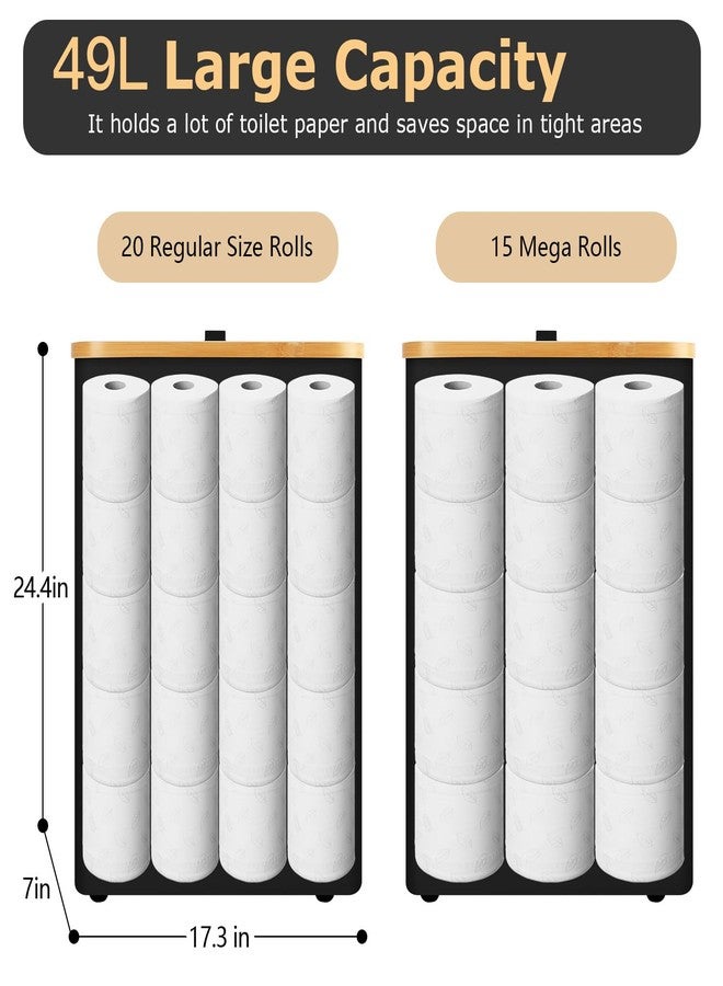Dotpilgo Extra Large Toilet Paper Storage Basket with Lid Slim Toilet Paper Basket Holder Bin Container Organizer for Bathroom Hold up to 20 Regular Rolls or 15 Mega Rolls - Image 2