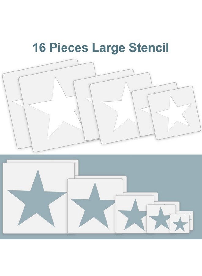 Abnaok 16Pcs Star Stencils For Crafts Plastic 5 Point Star Stencil Star Templates Stars Stencil Template Pentagram Stencil Large Star Stencils For Painting On Wall Window Home Decoration Diy Crafts - Image 3