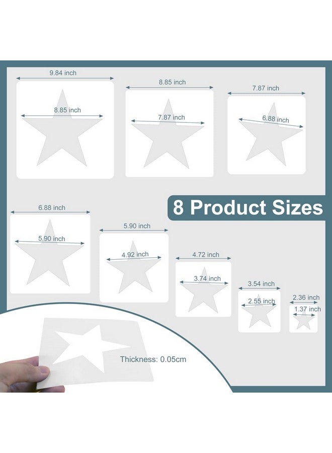 Abnaok 16Pcs Star Stencils For Crafts Plastic 5 Point Star Stencil Star Templates Stars Stencil Template Pentagram Stencil Large Star Stencils For Painting On Wall Window Home Decoration Diy Crafts - Image 2