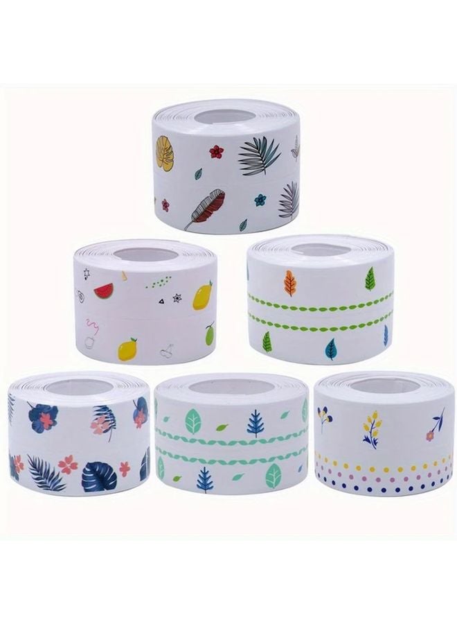 Peach Blue Green Pink Floral PVC Waterproof Sealant Tape For Kitchen Bathroom - Image 3