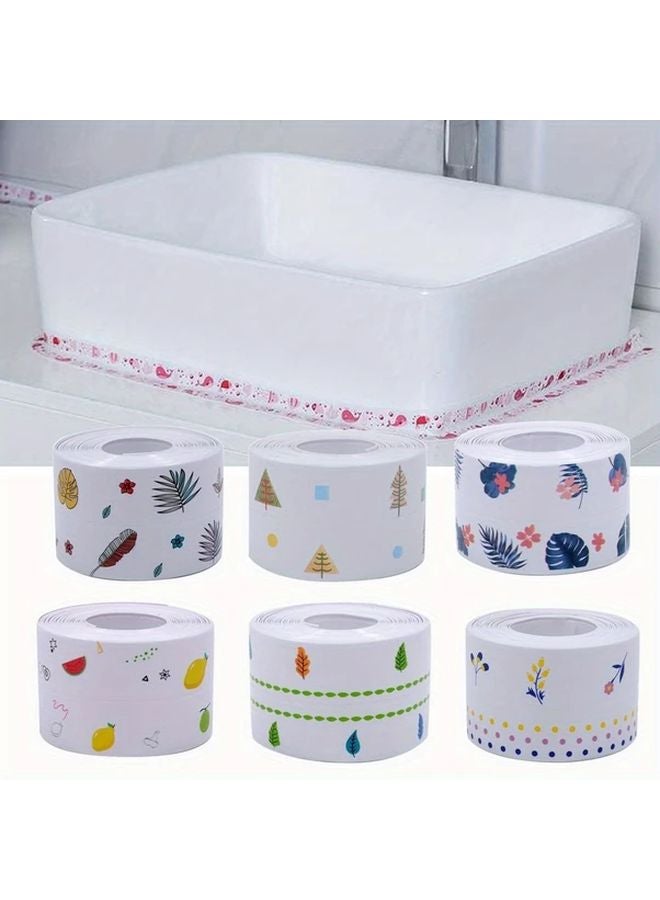 Peach Blue Green Pink Floral PVC Waterproof Sealant Tape For Kitchen Bathroom - Image 2