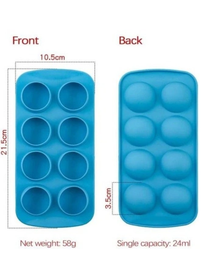 Generic 8-Cavity Easy Release Reusable Silicone Molds Makers Round Ice Cube Trays  - Image 2