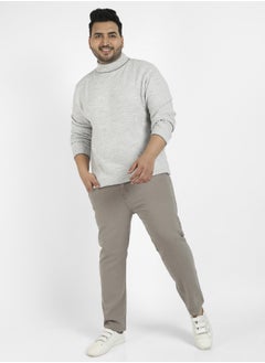 Instafab Plus Men's Beige Herringbone Knitted Pullover Sweater  - Image 5