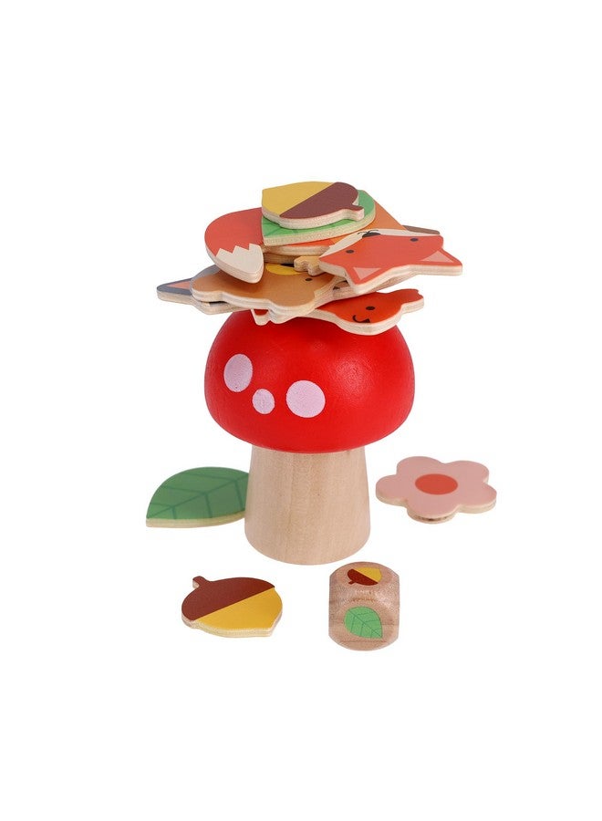 Petit Collage بيتي كولاج: اهتزاز الغابة | لعبة تكديس خشبية للأطفال | ارم النرد وركب الأجسام على الفطر | لا تدع البرج يسقط! | رائعة للأعمار 4 وما فوق - Image 3