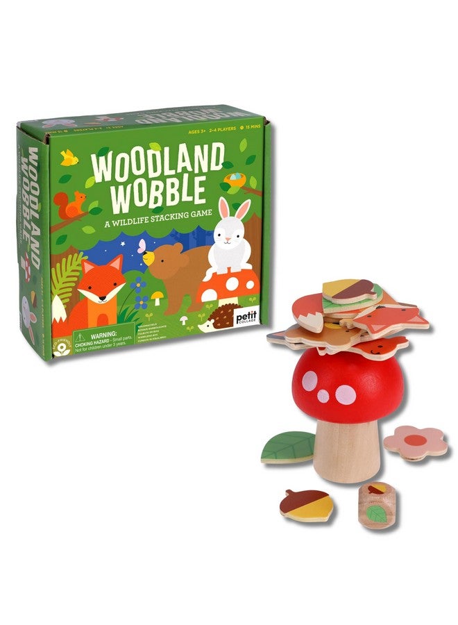 Petit Collage بيتي كولاج: اهتزاز الغابة | لعبة تكديس خشبية للأطفال | ارم النرد وركب الأجسام على الفطر | لا تدع البرج يسقط! | رائعة للأعمار 4 وما فوق - Image 1