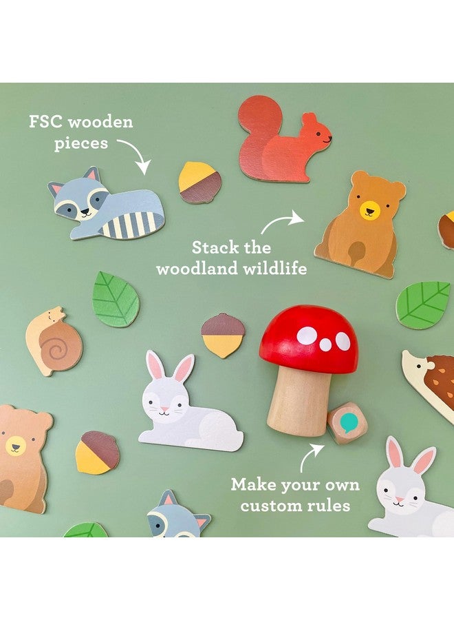 Petit Collage بيتي كولاج: اهتزاز الغابة | لعبة تكديس خشبية للأطفال | ارم النرد وركب الأجسام على الفطر | لا تدع البرج يسقط! | رائعة للأعمار 4 وما فوق - Image 2