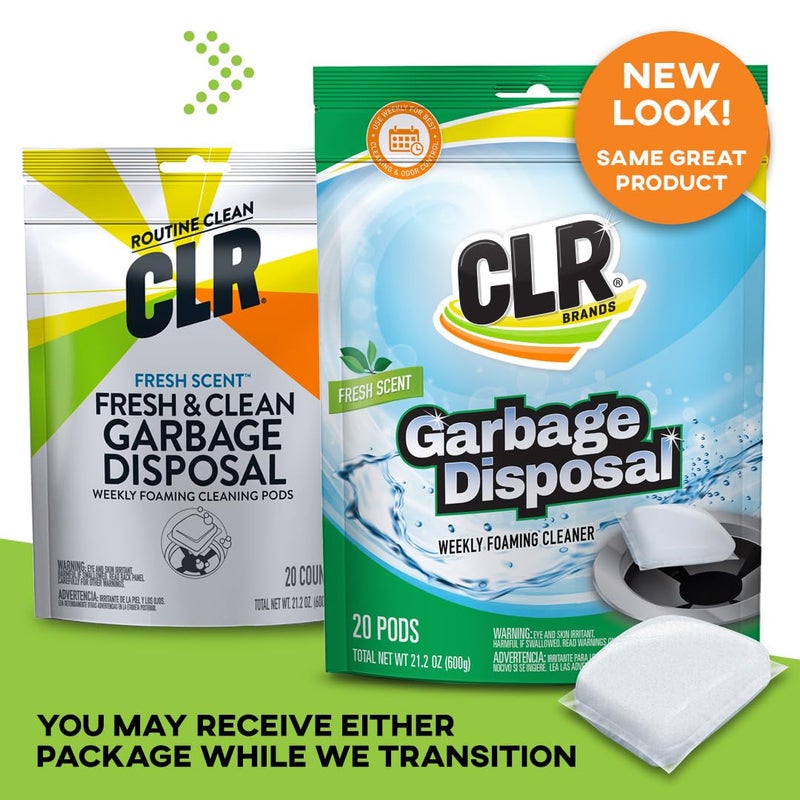 CLR Brands Garbage Disposal Cleaner and Deodorizer Pods, 20 Count, Fresh Scent, Foaming Drain Odor Eliminator, 5 Month Supply - Image 2