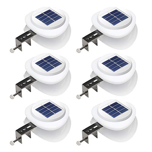 DBF Outdoor Solar Gutter Lights - Solar Fence Lights Outdoor Waterproof LED Deck Lighting Wall Mount Decorative Auto On/Off for Eaves Yard Garage Garden Deck Patio Railing (6 Pack, White) - Image 1