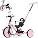 RIDYEE 5in1 Toddler Tricycle for Ages 153 Parent Steering Push Trike ToolFree Convertible to Balance Bike Safety Belt Removable Backrest and Footrest RideOn Toy for Boys Girls Pink - Image 3