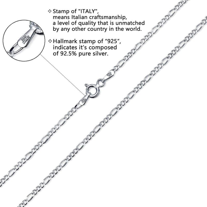 Savlano 925 Sterling Silver 2mm Italian Solid Figaro Link Chain Necklace Comes With a Gift Box for Men & Women - Made in Italy - Image 2