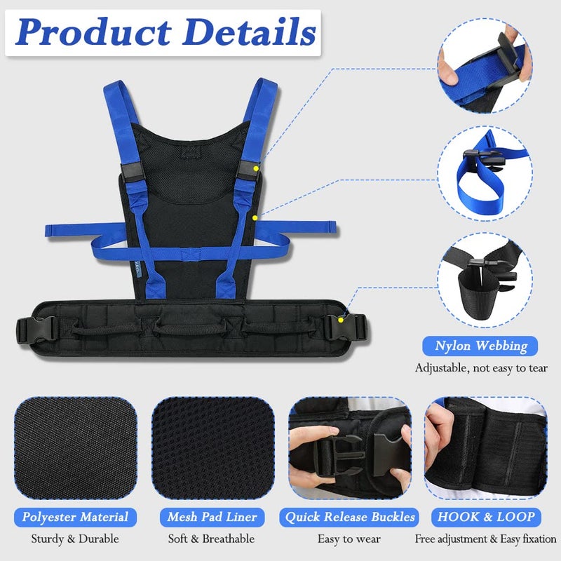 KAVIL Gait Belt for Seniors Transfer Belt Gait Belt with Handles Lift Standing Aids & Supports Physical Therapy Belt Walking Patient Parkinson, Pediatric Elderly Aids for Living - Image 4