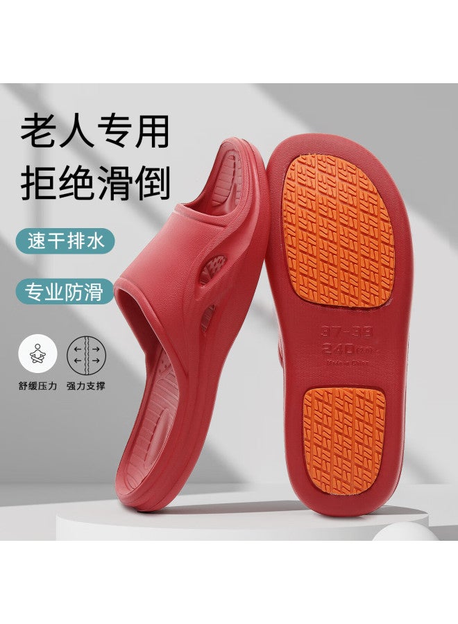 Guoluofei Maternity Non-slip Bathroom Slippers For Men And Women Indoor Elderly Summer Home Red Size 37-38