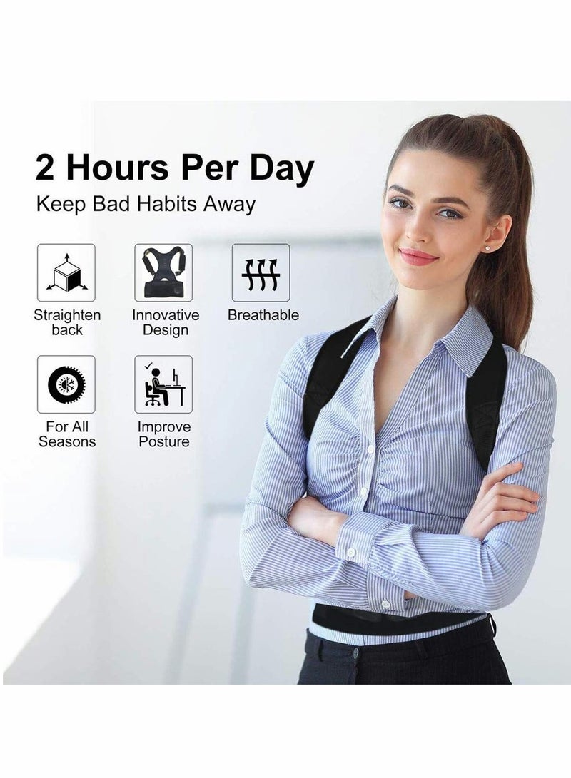 SOLARAE Adjustable Magnetic Posture Corrector for Neck, Shoulder, Upper and Lower Back Support - Black, Small Size - Image 4