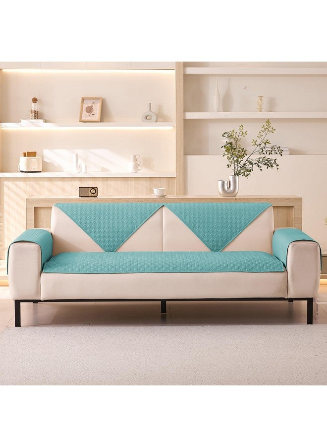 House of Quirk Luxury Waterproof Sofa Cover 1/2/3/4 Seater Anti-Slip Plaid Sofa Cover Washable Sofa Slipcover Furniture Protector from Pets Replacement Protector (2 pc Armrest Light Blue, 50x70cm) - Image 4