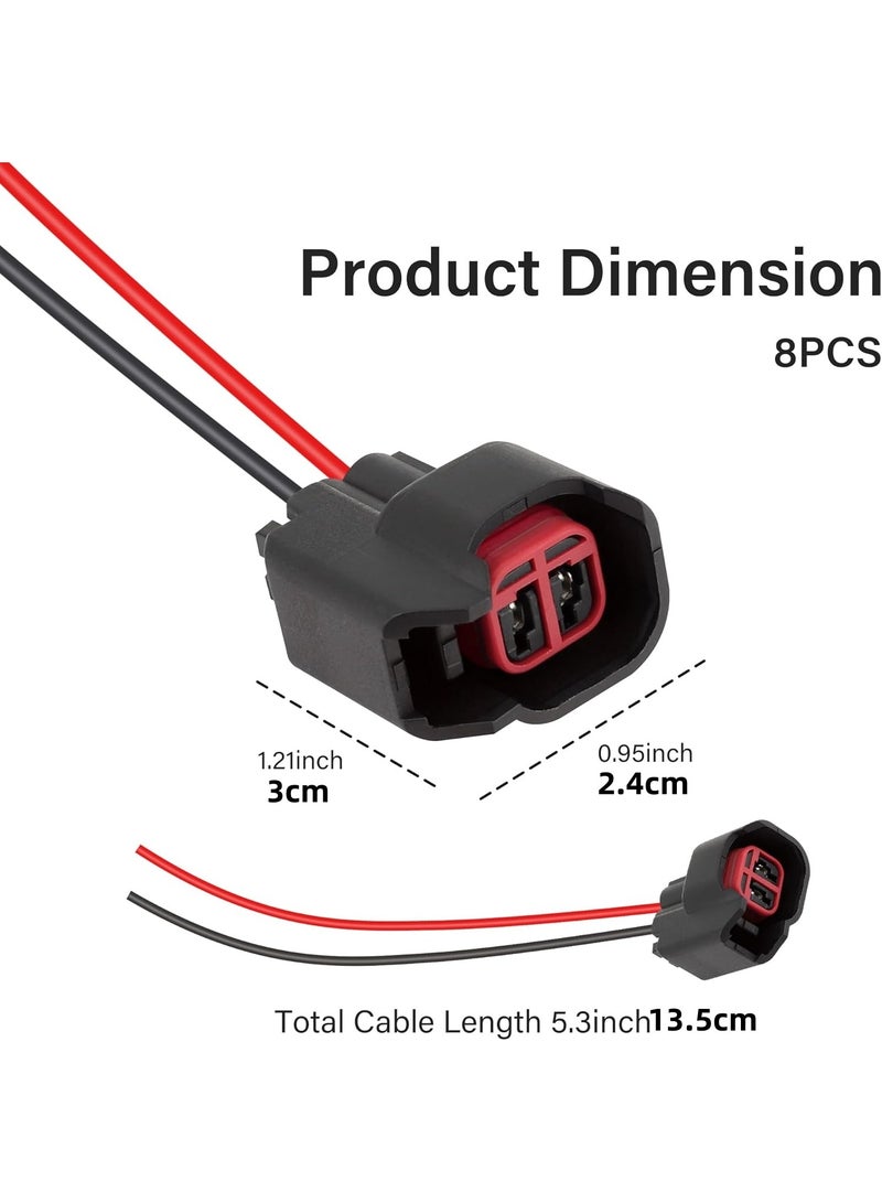 8 PCS Fuel Injector Connector tail,Fuel Injectors Set of 8 Replace OEM# 5013995AA,5161919AA,Car Accessories Fuel Injector Wiring Harness Compatible with Dodge,Ford,Chevrolet (8PCS) - Image 2