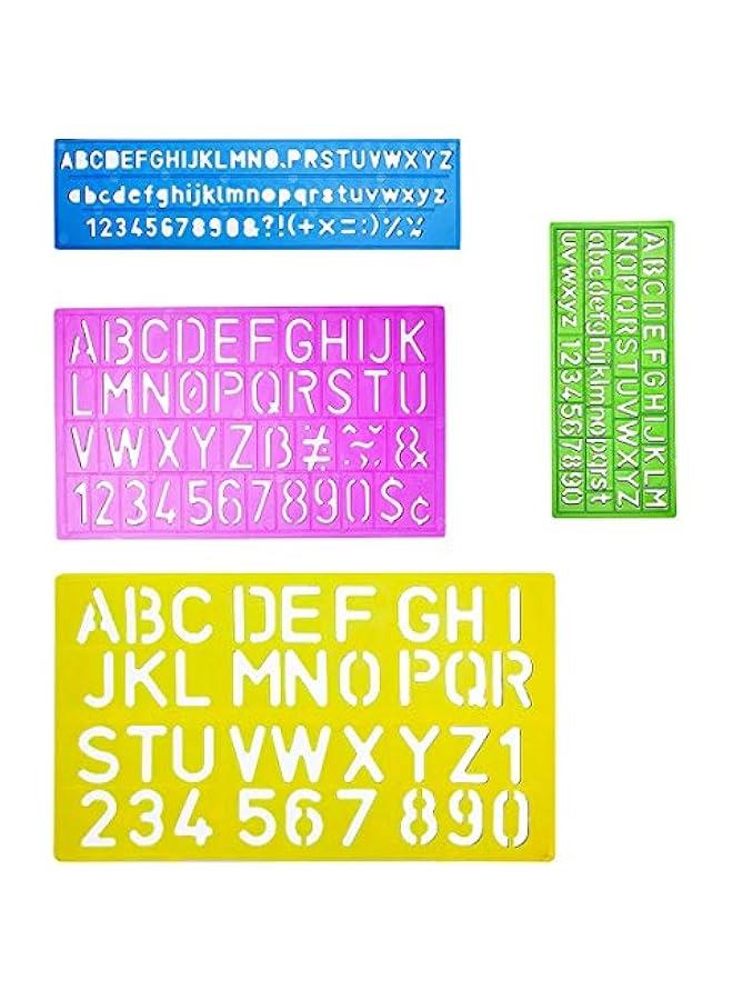 فايلكس Stencil Set for Kids and Adults ABC Templates for ting and Drawing Plastic Letter Stencils for Crafts and   4  orted Color - Image 1