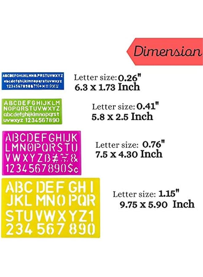 فايلكس Stencil Set for Kids and Adults ABC Templates for ting and Drawing Plastic Letter Stencils for Crafts and   4  orted Color - Image 2