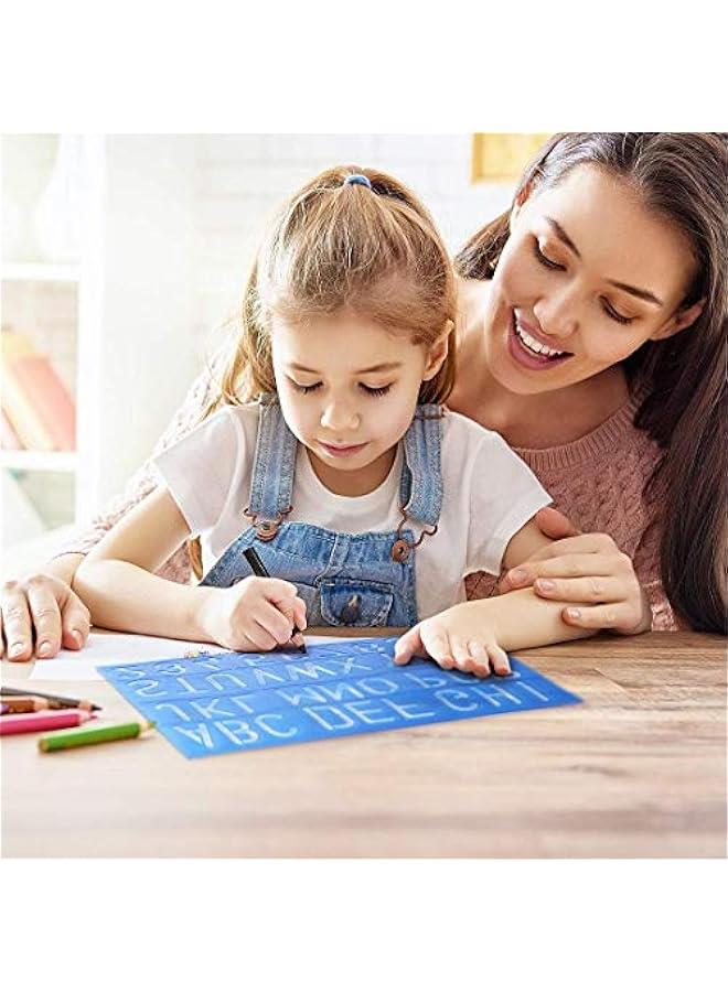 فايلكس Stencil Set for Kids and Adults ABC Templates for ting and Drawing Plastic Letter Stencils for Crafts and   4  orted Color - Image 3
