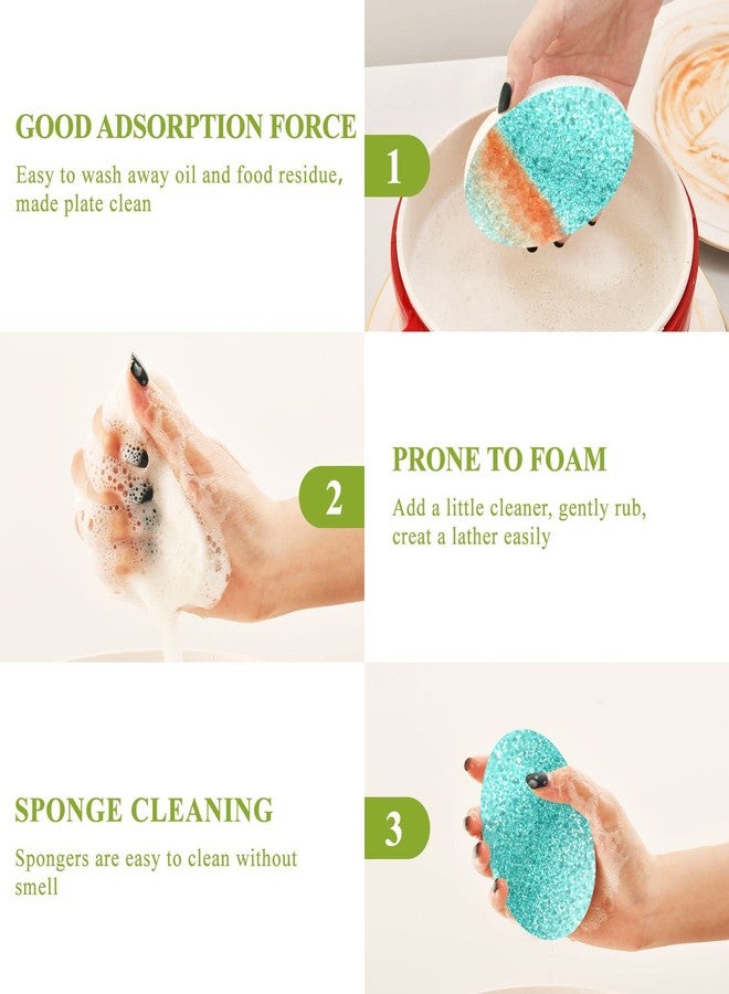 Eionryn Teal Turquoise Sparkle Kitchen Sponges Sea Water Aqua Green Cleaning Dish Sponges Non-Scratch Natural Scrubber Sponge for Kitchen Bathroom Cars, pack of 3 - Image 4