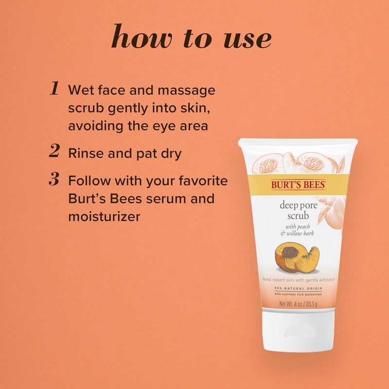 Burt's Bees Deep Pore Exfoliating Facial Scrub with Peach & Willow Bark - 4 Oz - Image 4