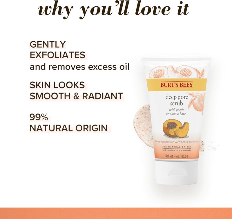 Burt's Bees Deep Pore Exfoliating Facial Scrub with Peach & Willow Bark - 4 Oz - Image 3